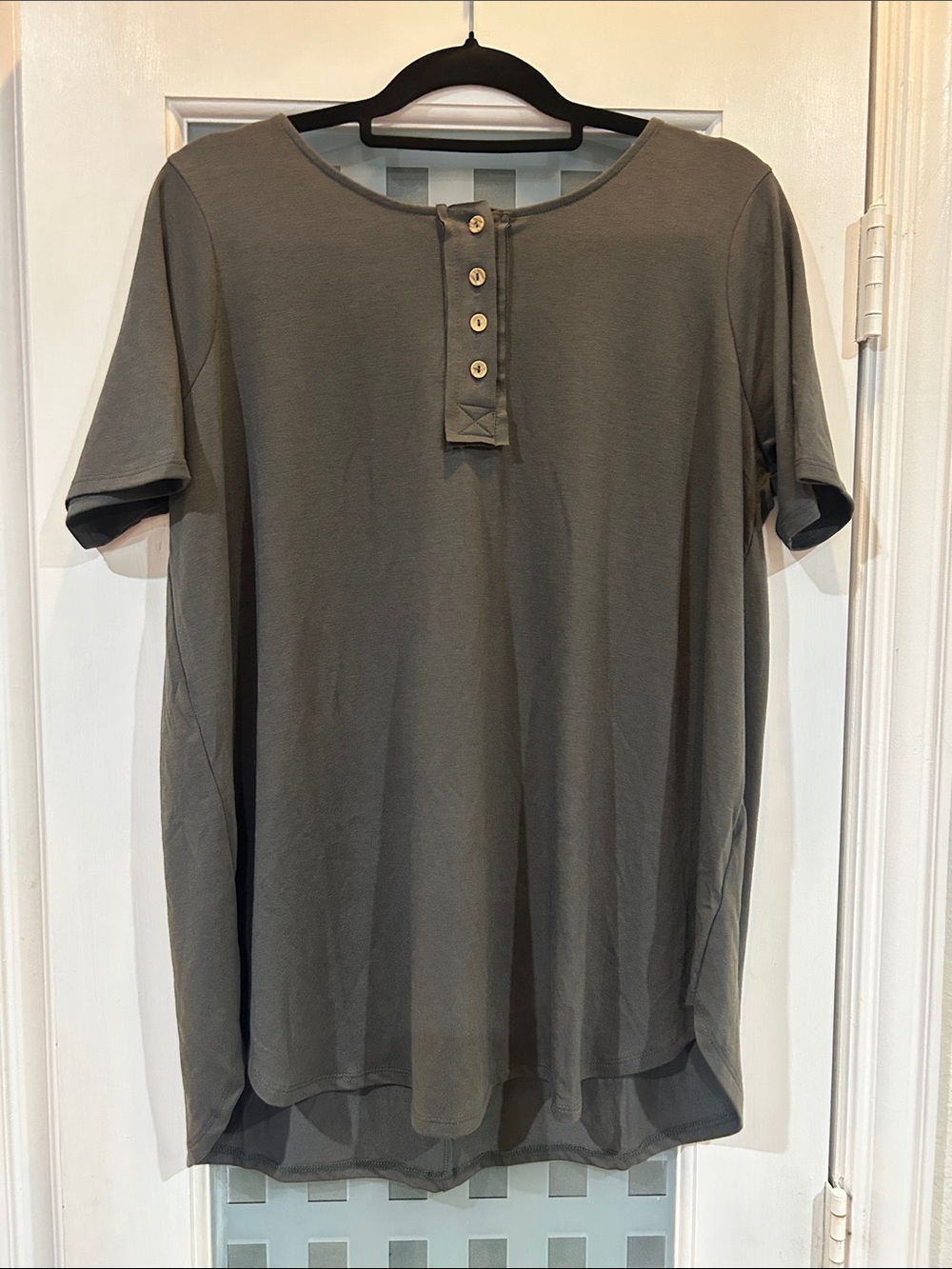 Zenana Outfitters Olive Green Short Sleeve Henley